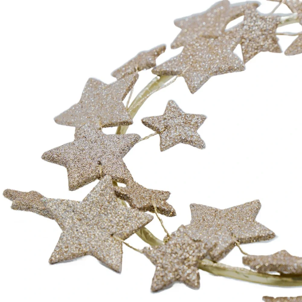My Texas House Glitter Star Wreath, Gold, 11.25in